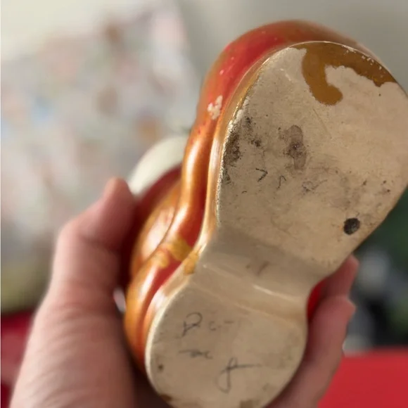 Festive Vintage Gold and Red Holiday Boot Decoration - Picture 6 of 6